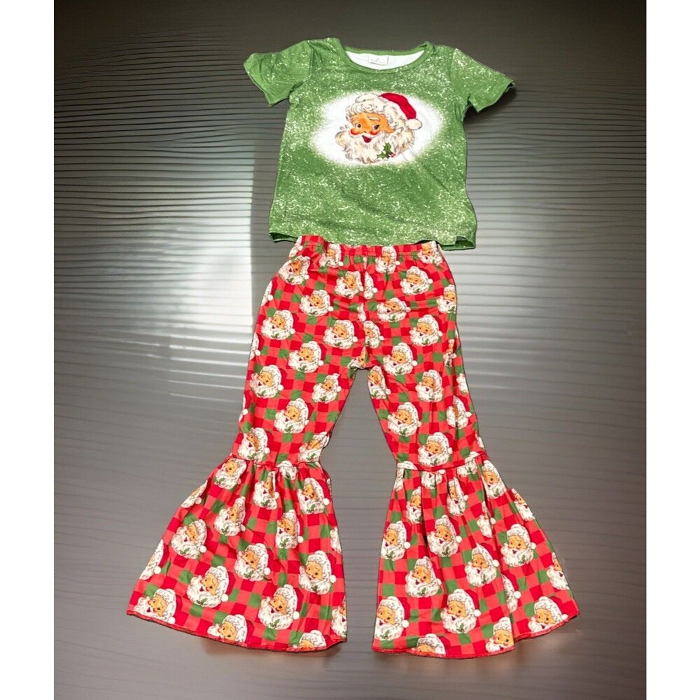 Toddler Girls Christmas Santa Claus Bell Bottom Pants  Outfit  Age3 T